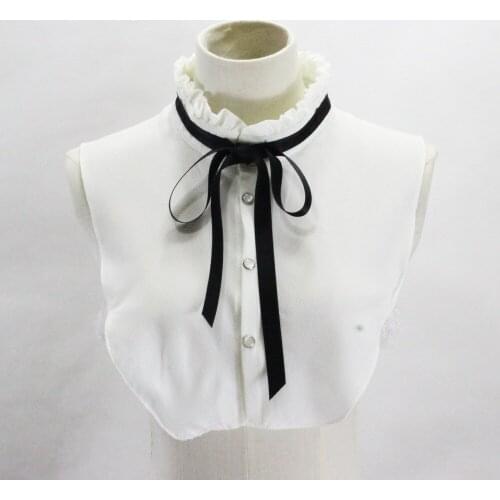 New Women Ruffles Stand Fake Collar Bowknots Shirt Bouse False Collars Party Formal Neck Detachable Collar Tie Decorative