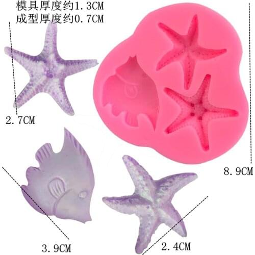 Ocean series starfish tropical fish silicone mold chocolate fondant baking cake mold gypsum diy soap mold decorative ornaments