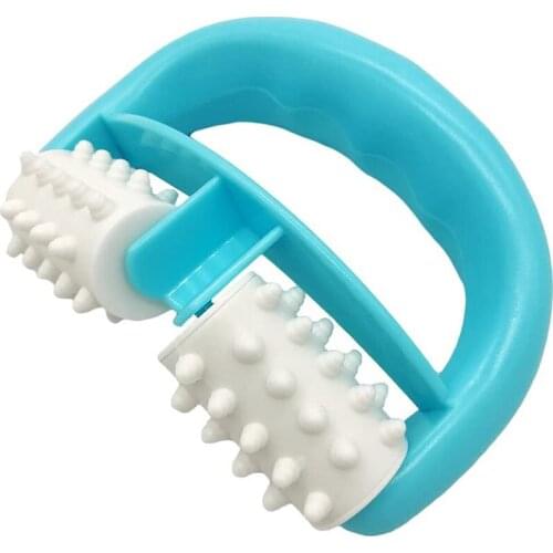 Manual Round Handle 2 Wheels Muscle Massage Roller Massager Cellulite Roller for Legs Arms Back Pain Relief Muscle Relaxation