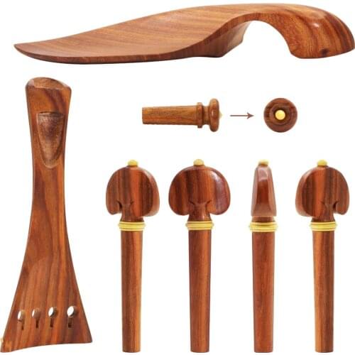 Violin DIY Tailpiece, Tuning Pegs, Endpin, Chin Rest Set for 4/4 Violin