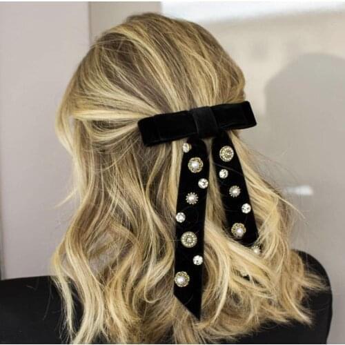 Rhinestone Bling Hair Pins Baroque Fashion pearl hair clip crab Flower Hair Bow Travel Wild Casual hairpins Hairband