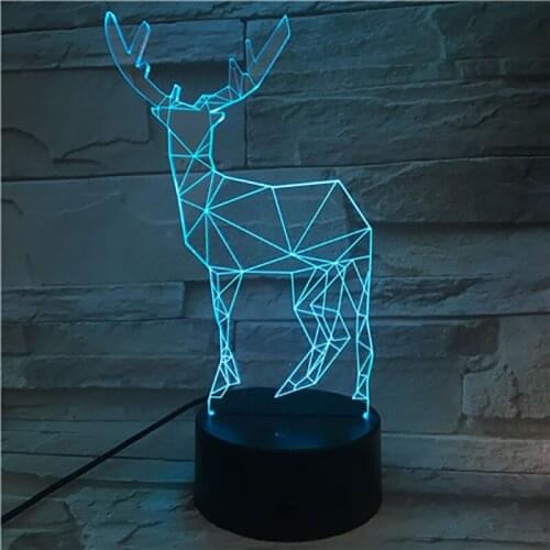 Room LED Table Lamp USB 3D Illusion Night Light Sika deer Nightlight Kids Birthday Gift APP Control Color Changing Decoration