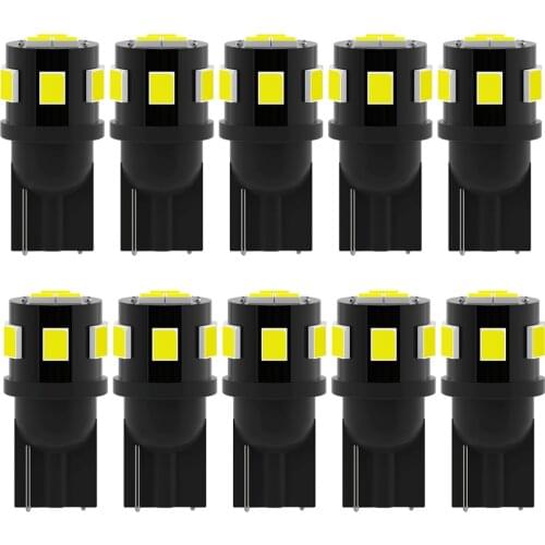 10Pcs T10 Led Canbus W5W Led Bulbs 168 194 6000K White Signal Lamp Dome Reading License Plate Light Car Interior Lights Auto 12V