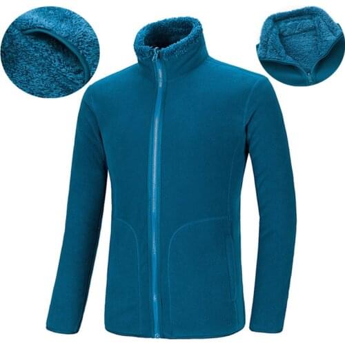 Outdoor Fleece Jacket Men Women Double-sided Wear Cardigan Fleece Coat Tops Autumn Winter Warm Plus Velvet Hiking Sports Jacket