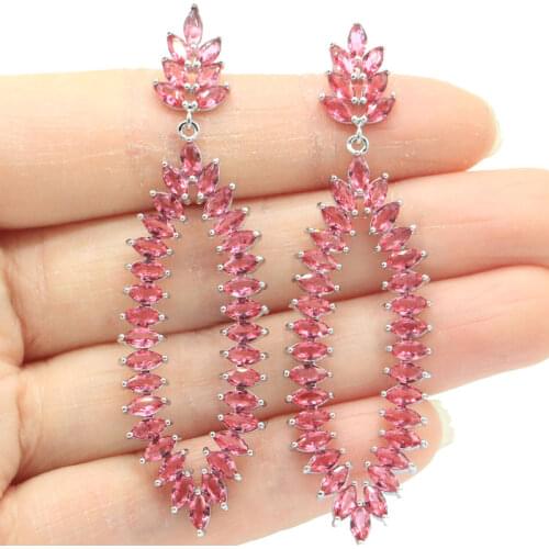 39x11mm Pretty Created Blue Turquoise Black Onyx White Cubic Zircon For Womans Daily Wear Silver Earrings