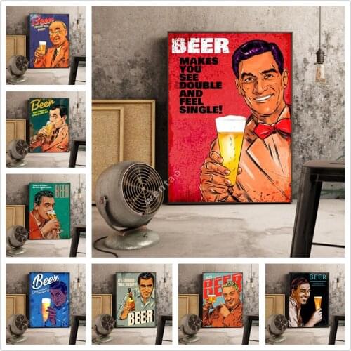 Retro Industrial Style Restaurant Beer Vintage Poster Cafe Bar Wall Art Decoration Painting Pictures Cold Craft Beer Murals