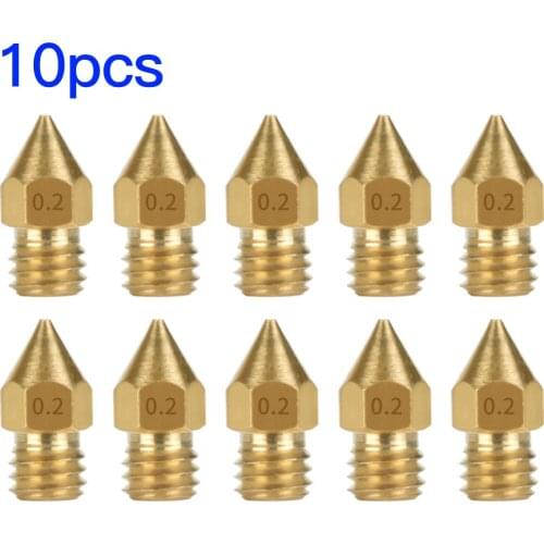 10pcs 3D Printer Brass Nozzle Heads MK8 Extruder Print Heads Replacement for CR 10