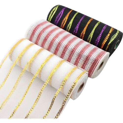 10 yards Metallic Foil Deco Poly Mesh Ribbon Gift Wrapping DIY Sewing Wrapping Art Sewing Bow-knot Crafts Home Packing,10Yc15696