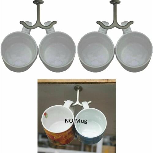 2x Mug Holder Under Cabinet Coffee Cup Hanger Cup Storage Organizer Drying Rack