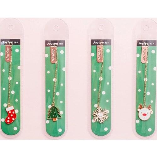 4 Pcs/Set Kawaii Merry Christmas metal Pendant Bookmark Book Holder Message Card Gift Stationery