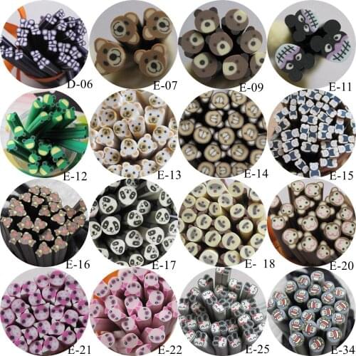 5pcs/lot 5mm*5CM Animal Series Polymer Clay Cane Fancy Butterfly Bear Frog Panda Monkey Rabbit Pig