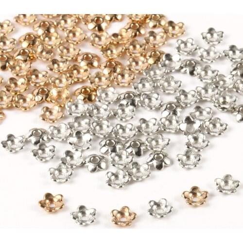 500pcs/Lot 6x2mm Hollow Flower CCB Filigree Loose Spacer Beads Cap For Earrings Diy Bracelet Jewelry Findings Making Accessories