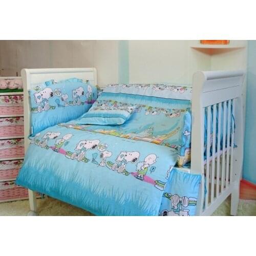 Promotion! 7pcs baby bedding package cotton baby bumper, baby bed set, (bumper+duvet+matress+pillow)