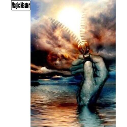 Diamond Painting 5D Sun Revealing by Sea Hand zipper DIY Diamond Embroiderh Rhinestones Full Mosaic Square Stones Bright art