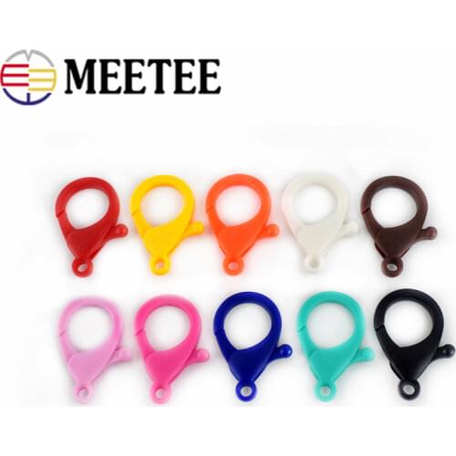 Meetee 50/100pcs 21X35mm Colorful Lobster Plastic Buckle Bag Toys Key Chain Hook Clasp DIY Strap Swivel Trigger Snap Accessories