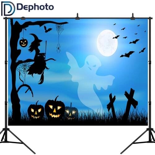 Dephoto Photography Backdrop Cemetery Witch Ghost Pumpkins Bat Professional Festival Photographic Background computer printed