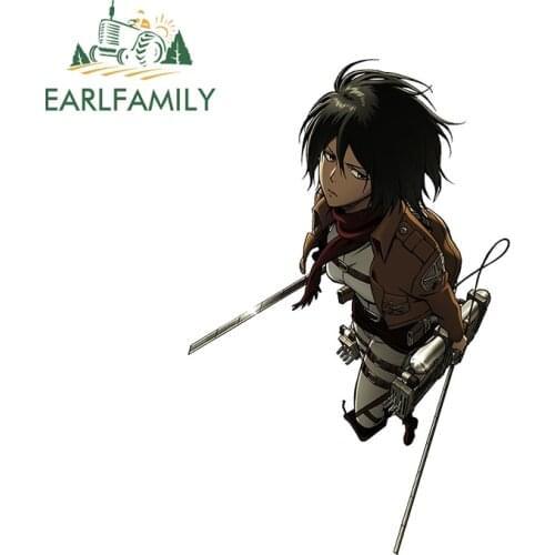 EARLFAMILY 13cm x 8.6cm Anime Mikasa Cool Auto Car Stickers for Attack On Titan Trunk Decals Vinyl Car Assessoires JDM Sticker