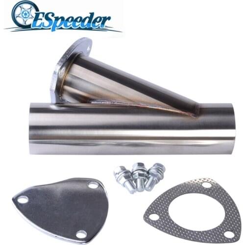 ESPEEDER Universal Exhaust Cut Out 2.25" Stainless Steel Exhaust Cutout Y-Pipe Cutout Muffler With Stainless Cap Cut Out