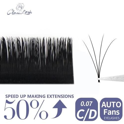 GLAMLASH Easy Fan Volume Lashes Auto Bloom Individual Eyelash Extension Faux Eyelashes Thick Natural Camellia Lash Extension
