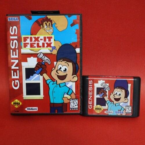 Fix It Felix Jr 16 bit MD card with Retail box for Sega MegaDrive Video Game console system