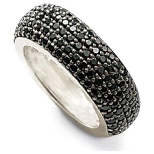 925 Sterling Silver Cocktail Rings with 5 Rows Black Paved Zirconia Fashion Thomas Style Glam Ring Jewelry Ts Gift for Women Men