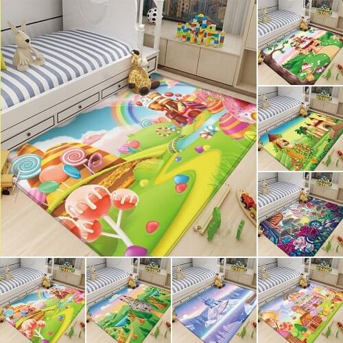 2021 Hot Sale Childrens Rug Flannel Non-slip Educational Carpet Castle Dessert Castle Rainbow Childrens Decorative Carpet