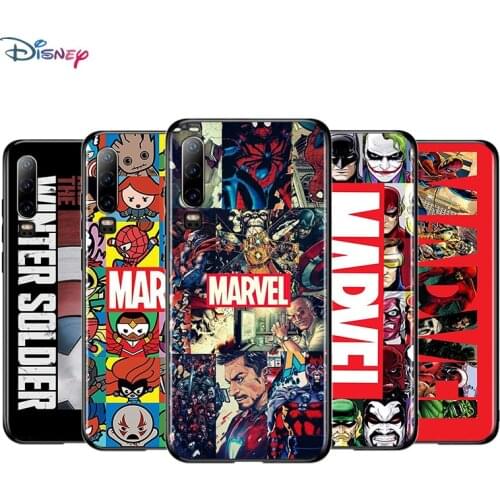 Marvel Avengers Logo For Huawei P50 P40 P30 P20 P10 P9 P8 Lite E Mini Pro Plus 5G Soft Shell TPU Silicone Black Cover Phone Case