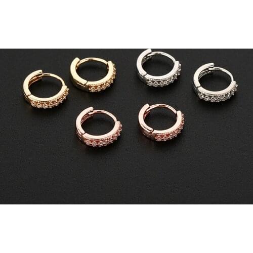 Girls' Small Hoop Earrings Golden/White Crystal Stud Minimal Hoops Tiny Earring Piercing Jewelry For Women Lovely Gifts 9 mm