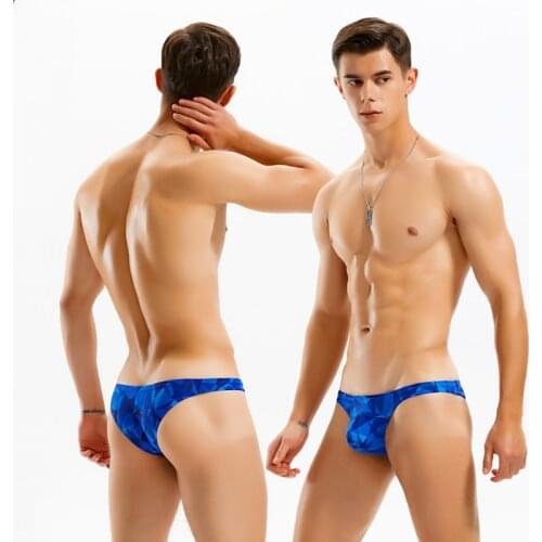 SD692 New blue gemstone sexy men swimwear tight low waist men bikinis hot gay man thong swimsuits half hip swim briefs trunk
