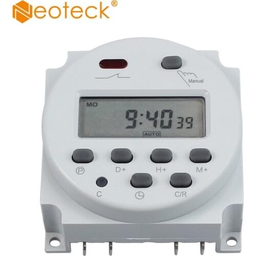 Neoteck 12V 16A Digital LCD Power Weekly 16A / 110 AC Digital Electronic LCD Time Relay Switch Programmable Timer Controller