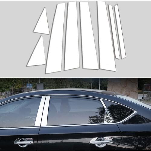 Stainless Steel Car Center Pillar Window Trim Strips 8pcs For Nissan Sentra Sylphy 2013-2017 Car Exterior Accessories Styling