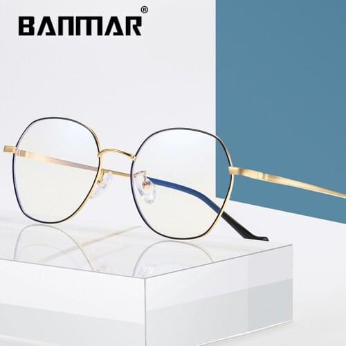 BANMAR Fashion Round Anti Blue Ray Glasses Men Computer Glasses Women Retro Blue Light Blocking Optical Frames Eyeglasses A2106