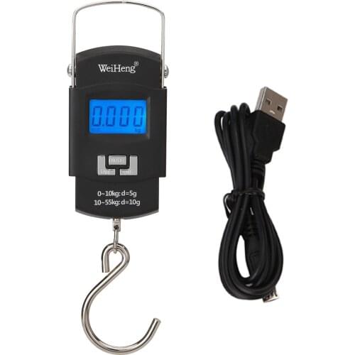 WeiHeng WH-A25 Rechargeable Portable Electronic Scale LCD Display Luggage Scale Multi-unit Conversion Retractable Storage Handle