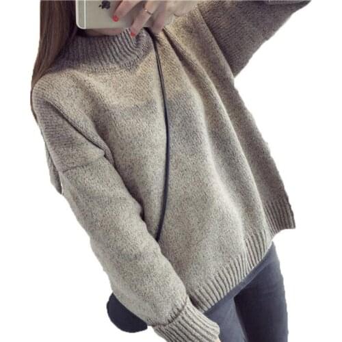 Autumn And Winter Korean version Solid color thick line Half high collar Pullover Female Loose Thicken Womens sweater PZ01