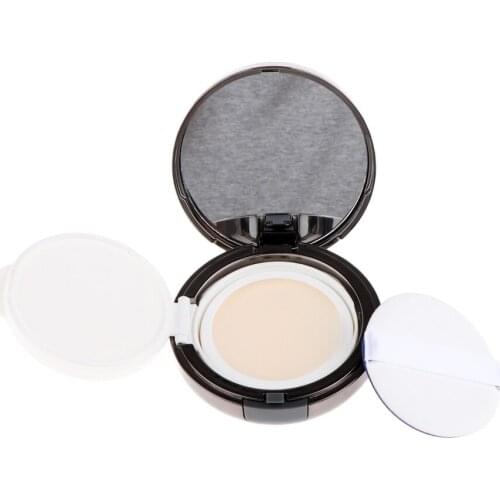 Empty Black Make Up Powder Container Air Cushion Puff Case with Sponge Powder Puff for Making Foundation & BB Cream by Yourself