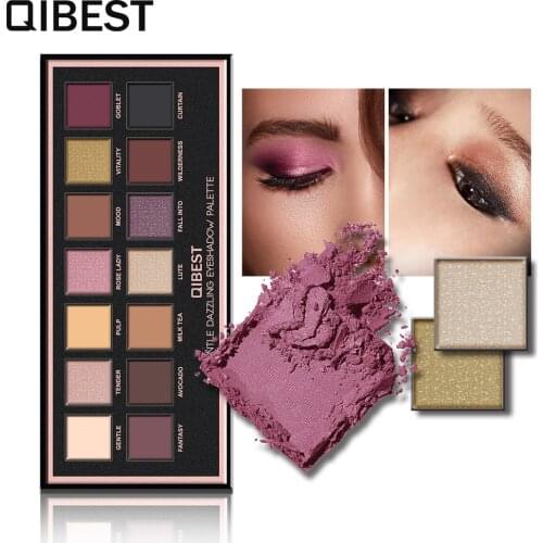 Qibest 14 Colors Eyeshadow Compact Pearlescent Matte Eyeshadow Low-Key Luxury Flannel Light Makeup Gift for Women Cosmetic Hot