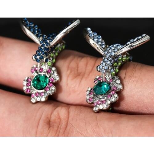 Luxury Designer Bird Flower Colorful Zircon Dangle Earring For Women Trendy Female Jewelry Party Accessories Birthday Gifts