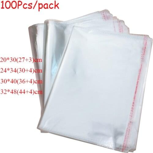 100Pcs OPP Resealable Self Sealing Plastic Bags Dustproof Cellophane Bag Self Adhesive Cookie Candy Poly Transport Packaging Bag
