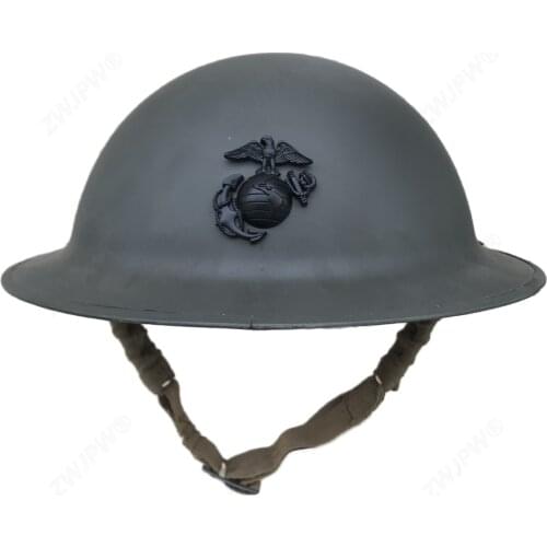 US WW2 M1917 Helmet Zc49 With WW2 USMC Badge Gray