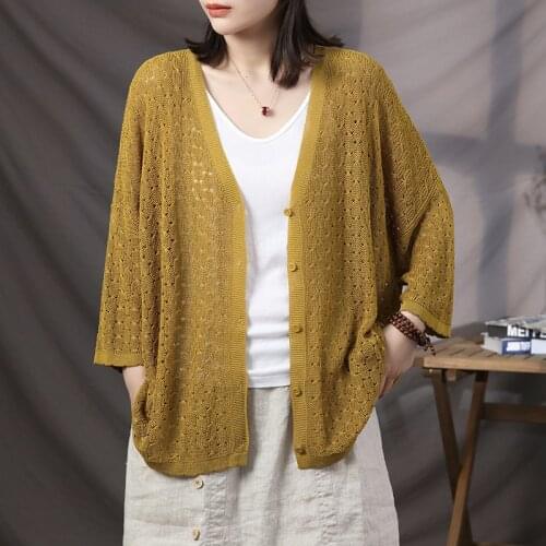 Loose Knitted Women Sweater Cardigan Autumn New Loose Solid V-Neck Casual All Match Female Outwear Coats Tops