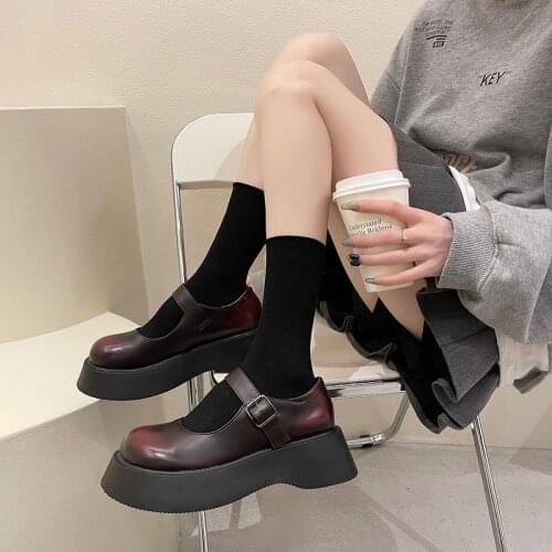 JK Uniform Lolita Shoes Mary Janes Shoes 2021 New Women Platform Shoes Buckle Girls Thick Sole Ladies Shoes low heel women