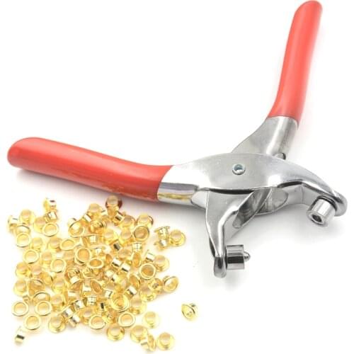 Hole-punches Grommet Rivets Eyelet Setting Pliers with Eyelet for Bags Shoes and PU Leather Belt Puncher 100pcs High Quality