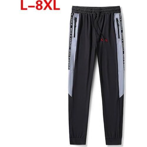 High Quality Casual Pants Men Summer Cool Sweatpants Male Trousers Breathable Ligheweight Plus Size 5XL 6XL 7XL 8XL Black Pants