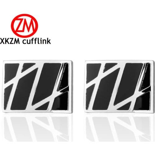 High Quality French enamel silvery black stripe Cufflink For Mens Shirt Brand suit Cuff Buttons Top sale Cuff Links Jewelry