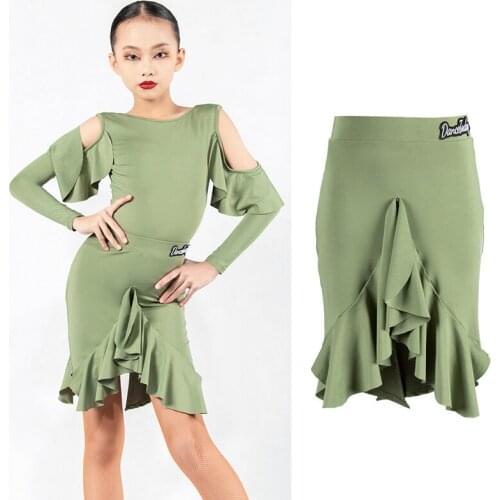 Latin Dance Skirt For Girls Designer Clothes Irregular Skirts Stage Costume Ballroom Practice Wear Samba Dancer Outfit JL2676
