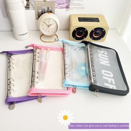 Domikee Cute Korean glitter zipper refillable binder notebook office school 6 ring spiral journal notebook stationer supplies A6