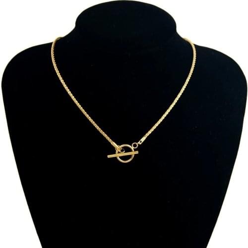 100% Stainless Steel Toggle Chain Necklaces For Women Gold/Silver Color Metal Babysbreath Chain Toggle Choker Collares Collier