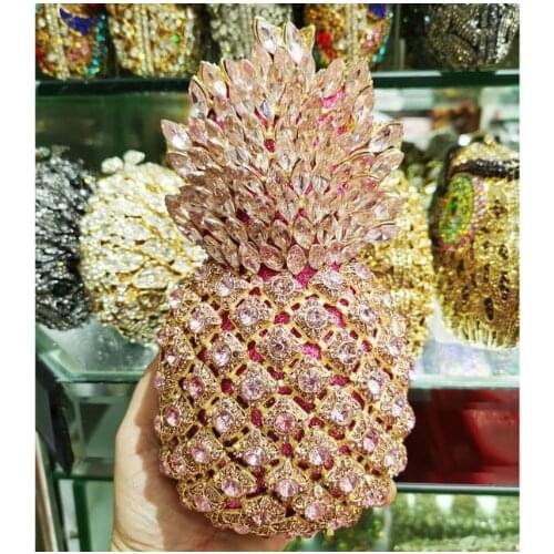 Lady Pineapple Red/Silver/Gold/Champagne Diamond Party Purses Handbags New Fashion Women Rhinestone Clutch Evening Clutches Bags