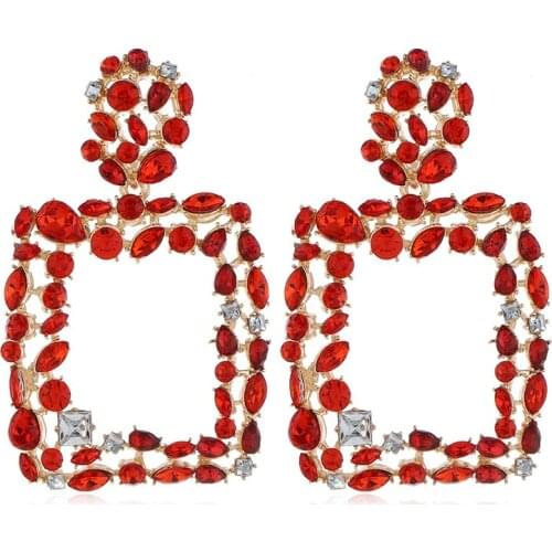 Meyfflin Big Square Drop Earrings for Women 2020 Fashion Brand Crystal Long Dangle Earring Female Vintage Brincos Party Jewelry