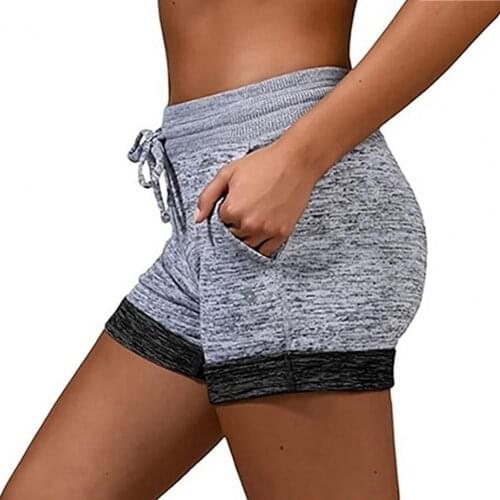 2021 Women Shorts Summer Color Block Quick Drying High Waist Drawstring Short Pants Plus Size Loose Sports Shorts Women Clothing